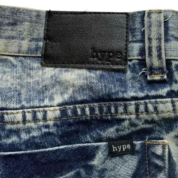 Hype Jean Short Mens Size 32 Acid Wash Distressed Whiskers Urban Hip Hop Pant - Picture 6 of 7